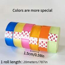 Cinta adhesiva de colores del arcoíris, rollo de cinta de papelería transparente de color caramelo, adecuada para scrapbooking, envoltura de regalos y uso diario - Multicolor - Ver 6