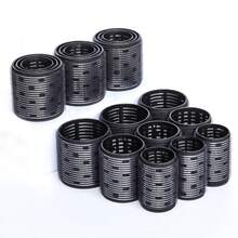 Jamshore 6pcs/Set Ceramic Thermal Black Hair Rollers Aluminum Core Hook & Loop Air Bang Self-Adhesive Fast Heating Magic Sleep Volume Curl Bar Damage-Free Styling - Black - View 13