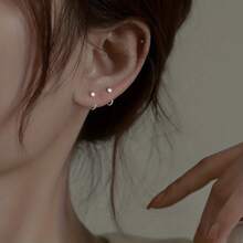 C-Shaped Copper Inlaid  Simple Fashion Versatile Earrings Birthday Party Jewelry Accessories - Silver - View 4
