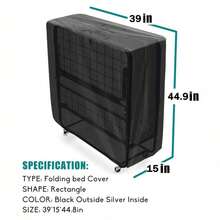 Funda impermeable y resistente para colchón de cama plegable con cremallera – a prueba de polvo, resistente a los rayos UV, con ventilación transpirable, cordón ajustable – bolsa protectora de almacenamiento para hogar, hotel, camping, oficina – tamaño 99 x 38 x 114 cm - Negro - Ver 8