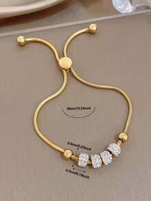 1 pieza Pulsera ajustable de cadena de serpiente con cuentas pavimentadas de circonita chapada en oro, joyería de acero inoxidable, para uso diario de mujeres, citas, fiestas, reuniones, vacaciones de verano en la playa, días festivos, regalo del Día de San Valentín, regalos para mamá, estilo bohemio, temporada de bodas, damas de honor, aniversario, día del festival, Pascua - Multicolor - Ver 9