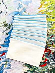 5/10/20/50pcs Blank Canvas Zipper Bags, Multi-Color Makeup Canvas Bags, Simple Tassel Zipper Bags, Blank Pencil Cases, Suitable For School, Travel, DIY Accessories Storage, Festival & Festival Gift Packaging Bags, Stationery - Beige - View 42
