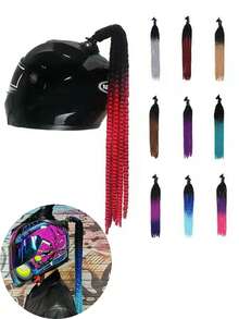 Motorcycle Riding Helmet Decoration Braids, Bicycle Motorcycle Helmet Dreadlocks Spring Suction Cup - Multicolor - View 1