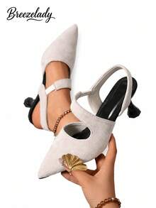 BENE 2025 New Women's Suede Pointed Toe Pumps - Crisscross Strap Block Heel Dress Shoes, Vintage Elegant Comfortable Beige Heels For Party & Office - Aprikos - Visa 1