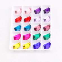 9*14mm, 20pcs/Pack, Flat Bottom Double Hole Exquisite Glass Rhinestones, Axe Shape, For Sewing Wedding Dresses, Handbags, Shoes Decoration, Jewelry Making Accessories - 9*14mm - View 3