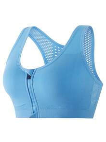 5pcs Front Zipper Yoga Sports Bra With Hollow Mesh And Breathable Holes, Plus Size Wire-Free Sports Bra With Beautiful Back, Women's Yoga Bra, Wire-Free Vest, Sports Front Zipper Hollow Back Bra, Women's Thin Push-Up Style - Nhiều màu - Xem 9