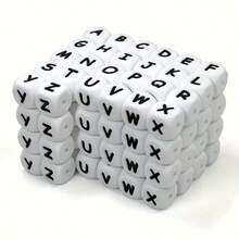 15/26/104pcs White Silicone Alphabet Beads, 12mm Square Letter Beads For Keychain And Bracelet Crafting, Durable DIY Jewelry Making Supplies - Letter - View 11