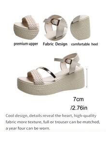 Sandal đế xuồng một quai thời trang mùa hè dành cho nữ, đa năng, thích hợp đi làm, dự tiệc, mặc thường ngày, đế dày thoải mái, bền và thân thiện với bàn chân, là mẫu sandal đế xuồng thiết yếu. - Màu be - Xem 10