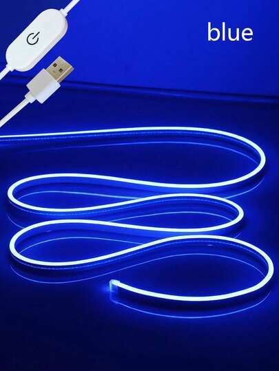 Dải đèn LED neon xanh dương, thanh đèn linh hoạt dùng nguồn USB có công tắc, ánh sáng xanh dịu mát tạo không gian ấm cúng cho phòng ngủ, bàn chơi game, tiệc tùng, trang trí nhà cửa DIY.