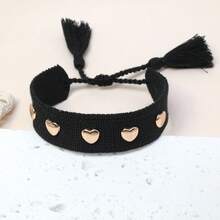 1pc Rivet Heart Bohemian Bracelet - Black - View 4