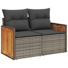 vidaXL 6-Tlg. Garten-Sofagarnitur Mit Kissen Grau Poly Rattan - A - View 5