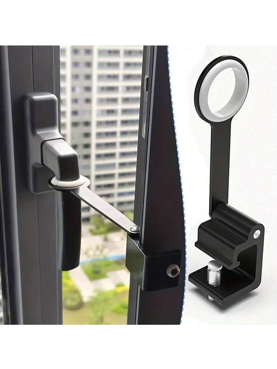 全新免打孔内窗限位锁止器位置止动器平开窗防风支撑黑色窗户把手锁儿童安全保护