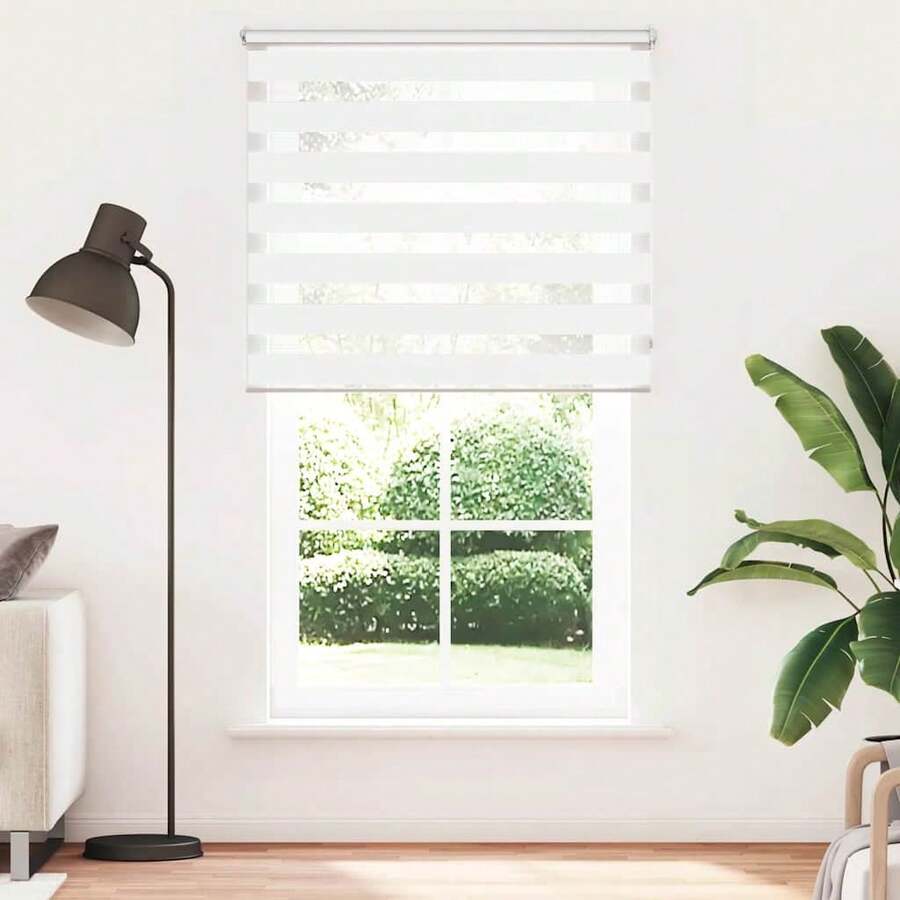 vidaXL Zebra-Rollo 120,9 x 230 cm, Stoffbreite 116,7 cm, Weiß - Einheitsgröße - Übersicht 1