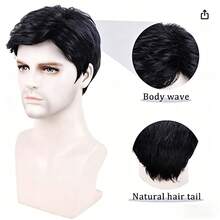 A Men's Black Business Haircut Wig With Short Hair, Neat And Trimmed To Shape The Head. The Textured Hair Is Fluffy And Natural, With A Confident And Stable Temperament. It Is Easy To Maintain And Style, Suitable For Daily Commuting And Business Occasions, And Can Easily Create A Mature And Handsome Image - A - View 2