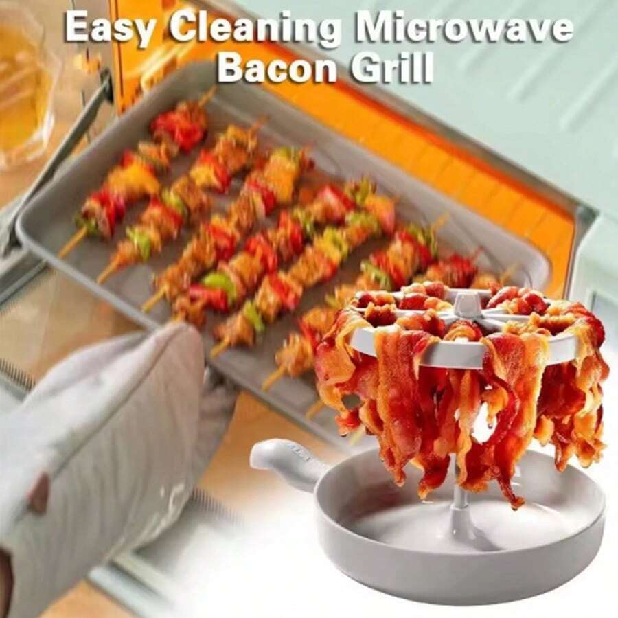 Soporte para Tocino de Microondas y Horno, Rack Anti Grasa, Cocción Saludable, Fácil de Limpiar, Utensilio de Cocina - Parrilla - Ver 1