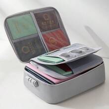 Bolsa à Prova de Chamas, Bolsa de Armazenamento de Grande Capacidade e Organizador de Arquivos Multifuncional. Bolsa de Viagem com Trava para Passaportes e Arquivos, Ideal para Trabalho de Escritório, Viagens de Negócios e Armazenamento de Viagem Diária. - Multicolorido - Visão 12