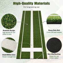 COSTWAY Softball Pitching Mat, 10 X 3 FT Softball Training Aid With Pitching Mound, Anti-Fade Turf And Anti-Slip Foam Backing For Indoor Outdoor Practice, Green/Red - Green - View 5
