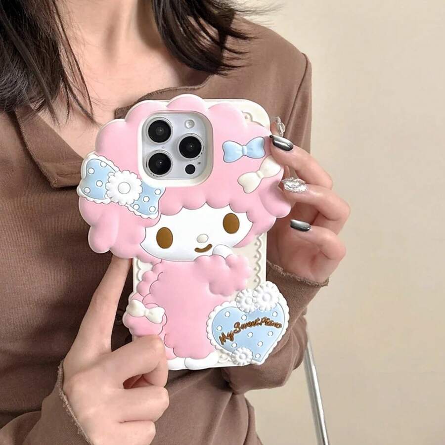 Original Cute 3D Cartoon Melody Case For 16 Plus 15 14 13 16 Pro Max Soft Silicone Shockproof Back Phone Cover - Pink - View 1