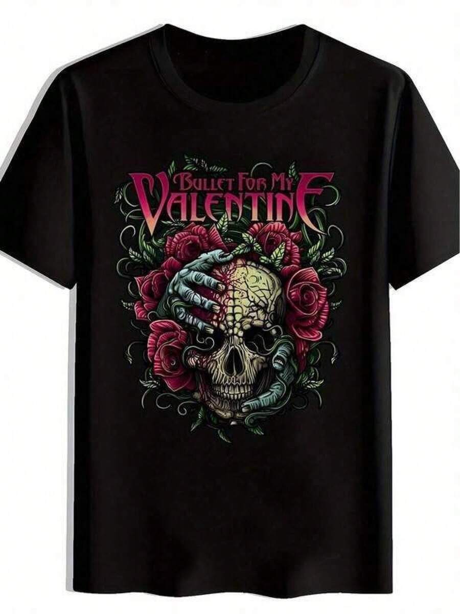 Men's T-Shirts, Gifts For Men, Men's Clothing [Bullet For My Valentine Tee] Bullet For My Valentine Men's Graphic T-Shirt & Roses Rock Band T-Shirt, British Metalcore Band Merchandise, Casual Summer Short Sleeve Crew Neck Top, Bright P Men's Clothing, Men's Clothing, T-Shirts For Men PPF7, Birthday Dress, Party Outfits, Rave Outfit, Women's Office Wear, Curvy Casual Outfits For Women, Women's Gym Wear, Stylish Resort Wear, Classic Unisex Graphic T-Shirt, Birthday Dress, Party Outfits, Rave Outfit, Women's Office Wear, Curvy Casual Outfits For Women, Women's Gym Wear, Stylish Resort Wear, Classic Unisex Graphic T-Shirt C6MO - Black - View 1