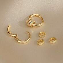 一对，欧美ins风，简约时尚，优雅百搭，女士多场合佩戴耳环，女士时尚首饰配饰 - 彩色 - 查看 5