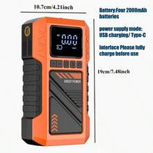 Máy nén khí di động 150PSI, có đồng hồ đo áp suất kỹ thuật số, đèn LED và pin lithium sạc USB - Thiết kế không dây, thích hợp cho xe đạp, xe máy, bóng thể thao, bộ khởi động khẩn cấp ô tô, bộ khởi động ô tô 8000A tích hợp máy nén khí cho bình xăng lên đến 9,99L hoặc 9,01L, bao gồm nhiều đầu nối, máy bơm và khởi động đa năng ngoài trời, bảo vệ an toàn, cấu trúc bền bỉ, dụng cụ khởi động và sửa chữa di động. - Máy bơm hơi di động - Xem 3