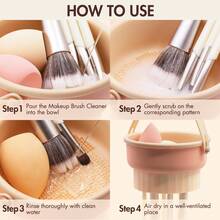 Set de limpiador de brochas de maquillaje en sólido y cesta de secado, Almohadilla de limpieza y cesta de secado de brochas de maquillaje, Limpiador y secador de brochas de maquillaje, Almohadilla y solución de limpieza de brochas de maquillaje 3 en 1, Herramientas de maquillaje para limpieza de brochas - Multicolor - Ver 10