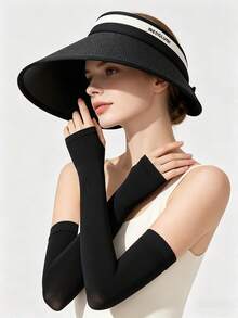 Moemton 1顶女士速干透气冰丝UPF50+防晒帽，防滑运动帽 - 黑色 - 查看 5