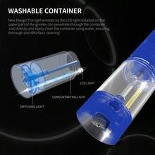 2件套电动胡椒研磨器，底部储料式黑胡椒研磨器，自动盐和胡椒研磨器，不锈钢胡椒盐研磨器，电池供电，需4节AAA电池（不含），透明机身，厨房必备，厨房礼品，节日礼品 - 黑色雙支裝 - 查看 11
