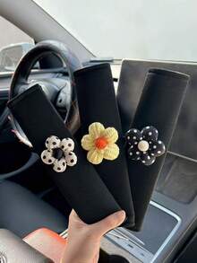 2 miếng đệm vai bằng vải chiffon họa tiết hoa cho dây an toàn ô tô, chống trượt và chống cọ xát. - Miếng đệm vai - Xem 5