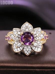1 pièce Bague avec pierre de cubic zirconia cubique romantique, convient aux femmes, idéale pour le mariage, les fiançailles, les anniversaires, cadeau de la Saint-Valentin - 1# - Voir 7