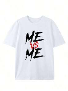 Men's Casual Short Sleeve Crew Neck T-Shirt, Creative Printed Design, Simple Design, Woven Process - White - View 2