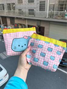 SANRIO Nueva bolsa de cosméticos pequeña y linda, de gran capacidad para almacenamiento de maquillaje, bolsa de aseo portátil para viajes, organizador plegable, bolsa de almacenamiento de artículos esenciales, bolsa de almacenamiento multifuncional - Ver 12