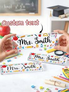 1pc Custom Teacher Name Acrylic Desk Name Plate, Personalized Teacher Appreciation Gift, Custom School Themed Desk Sign, Teacher Nameplate, Unique Classroom Decor, Customizable Teacher Appreciation Desk Sign,Back To School Gift - Multicolor - View 8