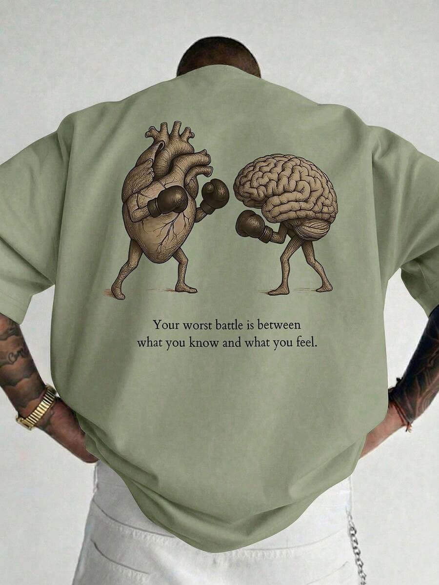 1 buah Kaos Pria Lengan Pendek Longgar Bermotif Modis | Desain Menawan | Pakaian Musim Panas | Mudah Dipadukan, Tunjukkan Gaya Anda - Mint Green - View 1