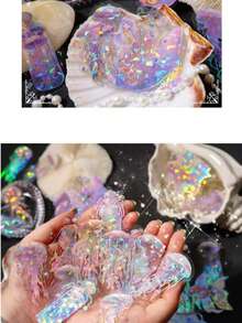 梦幻激光水母系列PET贴纸套装，清新水彩贝壳海洋风格，高性价比小众艺术装饰贴纸，创意DIY剪贴簿和日记用品 - A - 查看 4