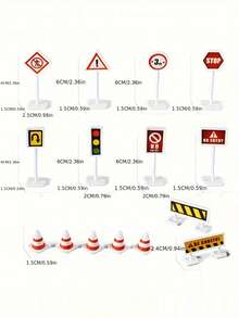 15合1道路标志模型玩具：城市交通路障标志、交通信号灯、模拟场景、DIY玩具配件 - 适合3-10岁男孩女孩 - 塑料材质（部分零件随机发送） - 彩色 - 查看 7