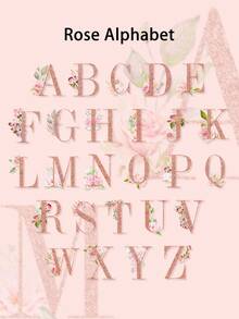 1pc Pink Rose Jewelry Box, Fashion Travel Jewelry Box, Rose Gold Letter, Personalized Travel Jewelry Box Gift, Birthday Gift, Christmas Gift, Girl Gift, A-Z Letter Travel Jewelry Box - Rose Alphabet - View 2