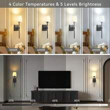 1/2pcs Black Fabric Rechargeable Wall Lamp (Bulb Included), Wireless Detachable Battery, Remote Control Touch Dimming, 3000K-6000K Adjustable Color Temperature, Timer Memory Function, Suitable For Bedroom, Wall Decor, Picture Frame Lighting, Home Decoration - Black - View 6