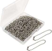 100 Pcs Ball Bead Chain Ball Chain Keychain Dog Tag Metal Bead Chain Beaded Chain Connector Clasp 472 Inch Long 24mm Beads Chains For Jewelry Making Key Rings Crafts DIY Hanging Decoration (Silver) - White - View 1