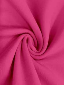Camiseta de mujer de unicolor, de cuello redondo y manga corta, de uso diario y minimalista - Rosa Fucsia - Ver 3