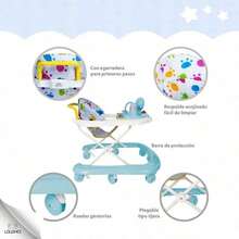Andadera Musical Plegable para Bebé, Juguete Educativo Interactivo, Estable y Segura para Aprender a Caminar - Azul - Ver 4
