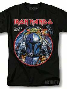 Mandalorian Mashup Shirt Poster Vtg Graphic Desig N T-ShirtY2Y- Clothes Women - 黑色 7 - 查看 6