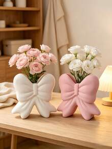 1pc Bowknot Vase For Flowers, Cute Aesthetic Decorative Vase For Home Living Room Table Shelf Decoration. - Standing Bow - View 8