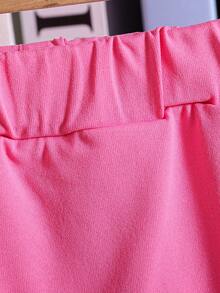 Bộ 2 món cho bé gái: Áo croptop cổ polo và quần, trang phục đi học dễ thương. - Màu Hồng Tươi - Xem 8