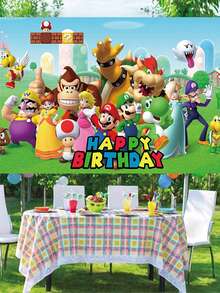 Disney Happy Birthday Theme Backdrop, 6 Styles Polyester Photography Background Banner, Video Game Character Party Decoration, Wrinkle-Resistant Reusable Photo Booth Prop, Suitable For Wall Decor, Theme Party, Game Night, Studio Photography And Indoor/Outdoor Events - Multicolor - View 11