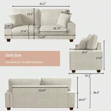 Sofá Loveseat Moderno DOPEDIO para Sala de Estar, Sillón Reclinable de Chenilla, Funda Extraíble, Cojines de Resorte, Estructura de Madera Maciza, Fácil Montaje para Espacios Pequeños (71.25 pulgadas, Beige) - Chenilla beige - Ver 4