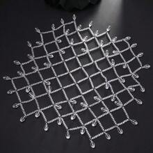 Tocado nupcial de cristal en forma de lágrima con malla brillante, elegante cadena de cabeza con rhinestones para bodas, concursos de belleza y eventos formales - Plateado - Ver 7