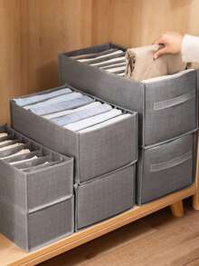 Foldable Fabric Storage Box, 7/9 Grid Drawer Style Organizer Bin For Jeans, Pants, Underwear, T-Shirts Etc, Wardrobe And Dresser Storage, Dorm Closet Pants Divider - Grey - View 7