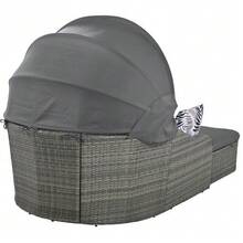 Sunneninsel, Garden Lounge Set, PE Rattan With Adjustable Canopy, Outdoor Terraces With Sun Deck Made Of Rattan, Double Lounge With 4 Seats And Open Seating For Garden, Pool, Grey - 灰色 - 查看 5