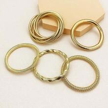 5PCS Bangles Bracelets Women Chunky Stretch Bracelet Set Stainless Steel Chain Flexible Wide Wristband Bangle Stackable Layered Bracelets - 5個G - 查看 4